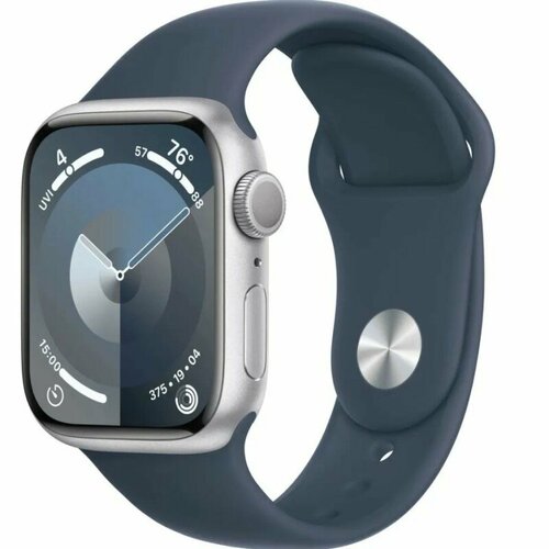 Смарт-часы Apple Watch Series 9 GPS Aluminium Case 41mm Sport Band SilverStorm Blue 4343100₽