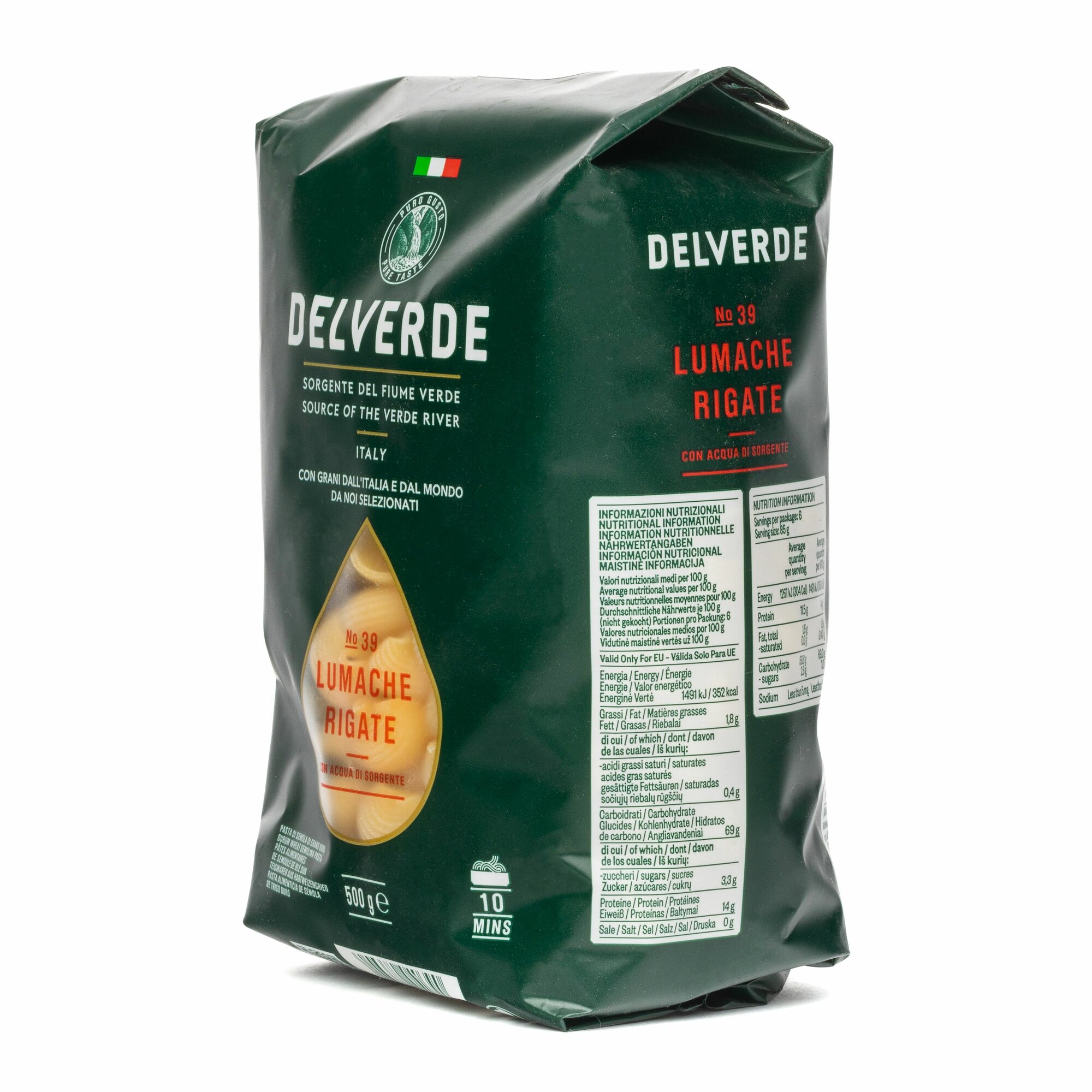 Макароны Delverde Lumache Rigate №39 500г Delverde Industrie Alimentari - фото №8