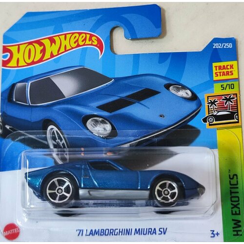 Hot Wheels Машинка базовой коллекции `71 LAMBORGHINI MIURA SV синяя 5785/HCX02 20567 автомобиль lamborghini miura p400