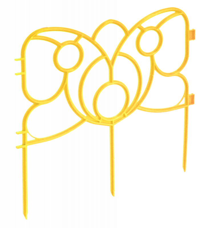 фото Заборчик декоративный Бабочка в цветах желтый 2,95 м, h 18,5 см 9СЕКЦИЙ