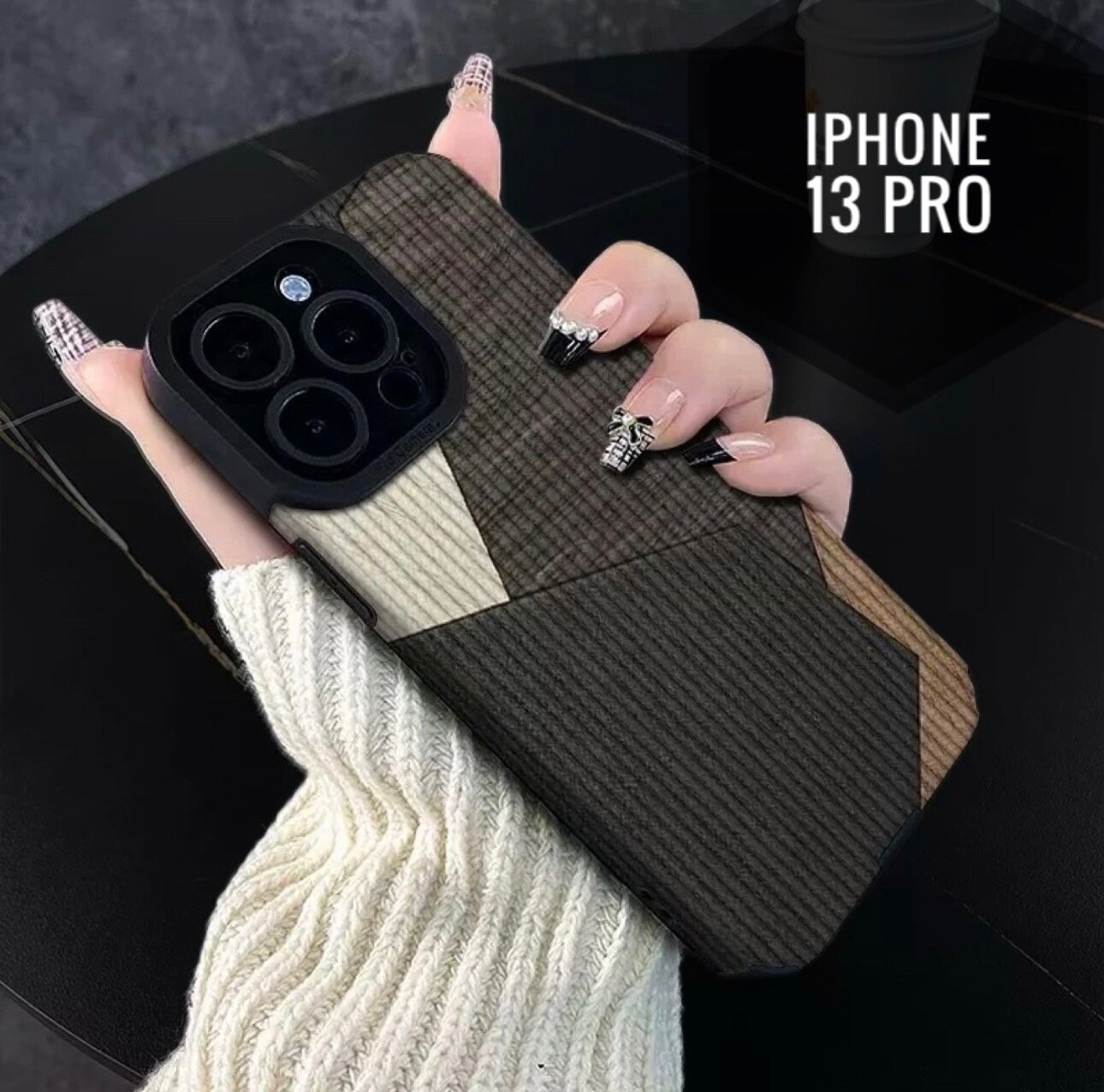 Чехол на айфон 13 про черно-древесный - Чехол iPhone 13 Pro черно-древесный