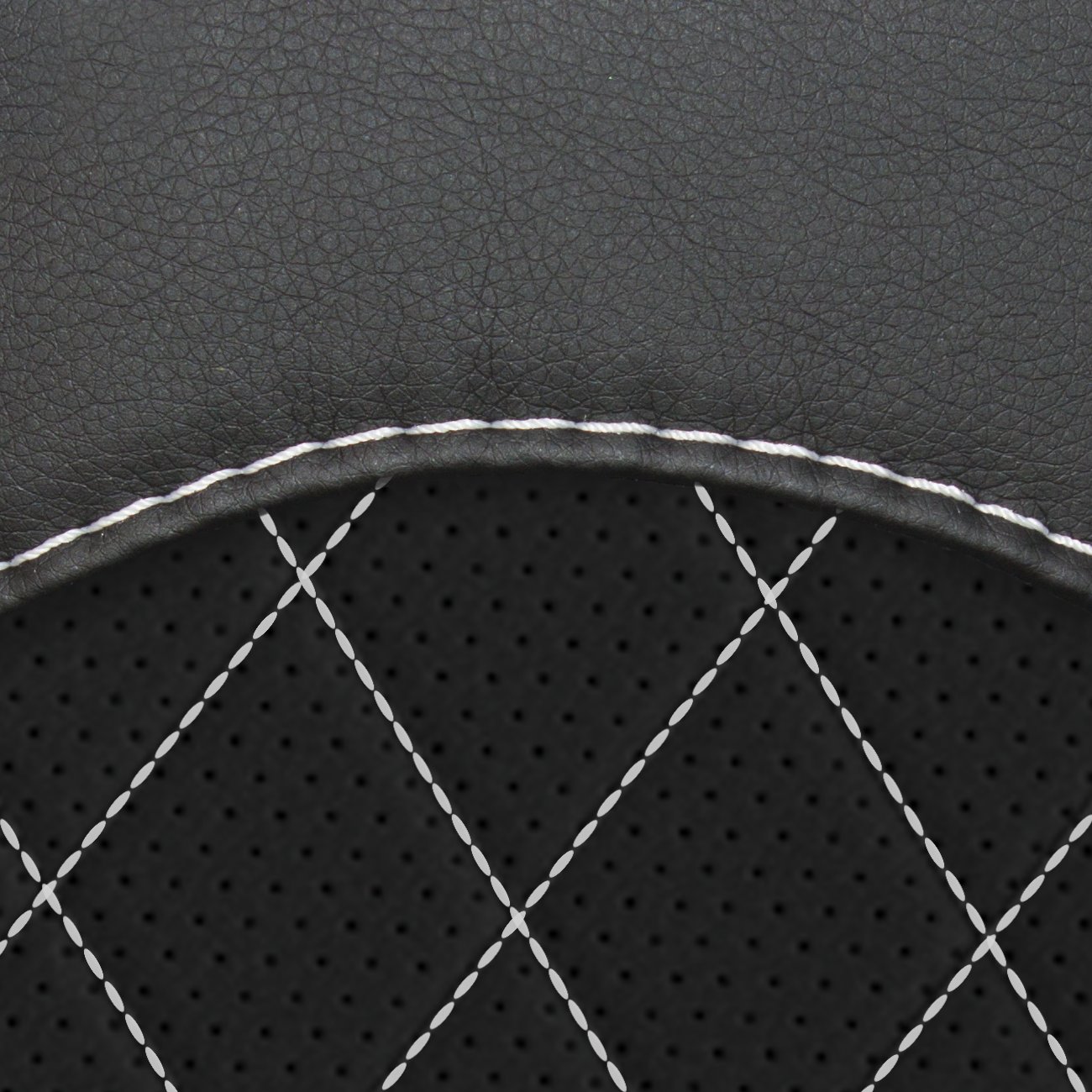 Чехлы в машину PSV для Skoda Rapid/Шкода Рапид 2012-> сплошная спинка, ромб/отстрочка белая, черная экокожа Оригинал