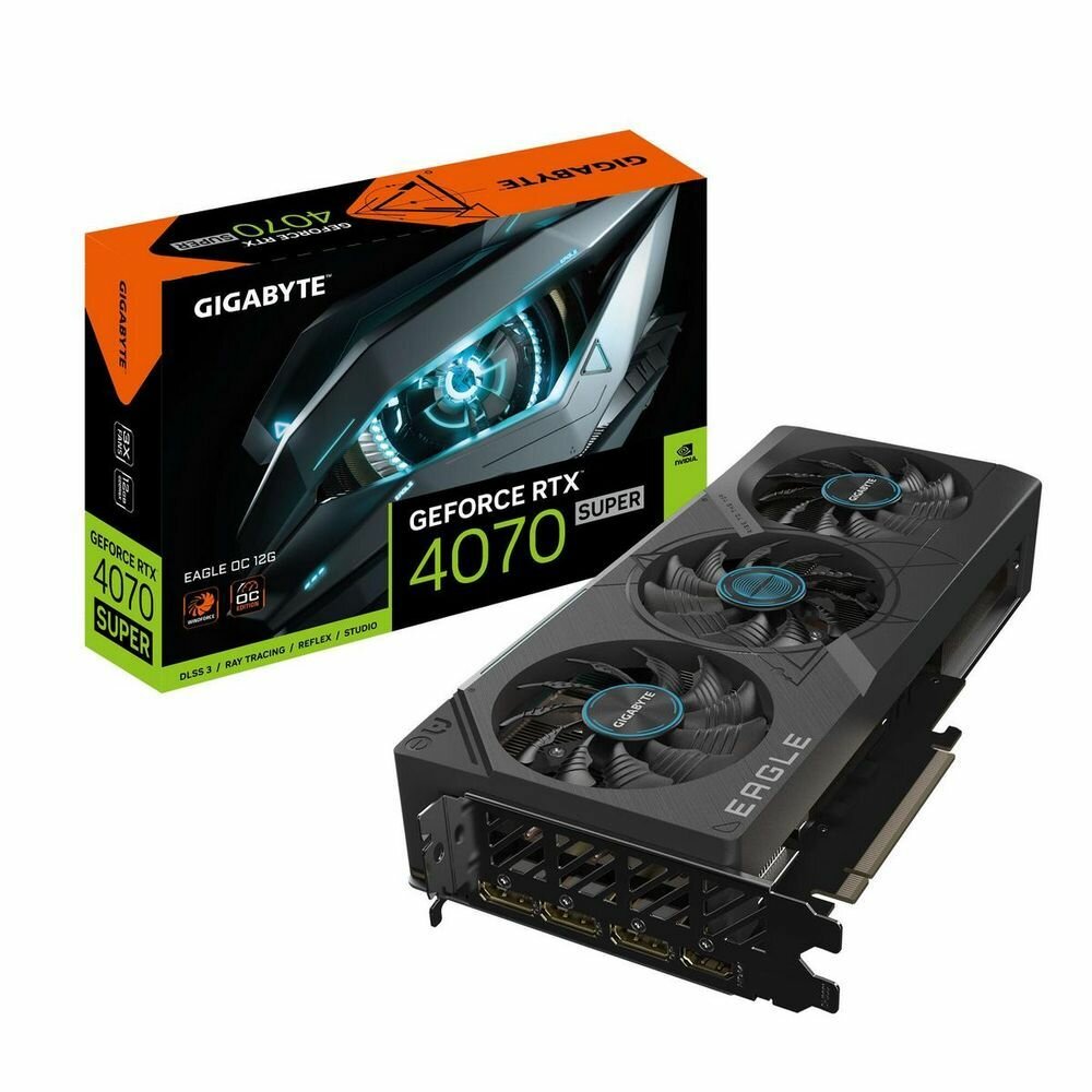 Видеокарта Gigabyte RTX4070SUPER EAGLE OC 12GB GDDR6X 192-bit DPx3 HDMI 3FAN RTL