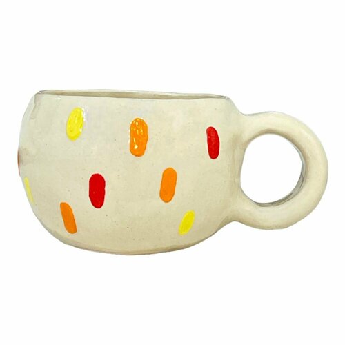 Кружка ручной работы с росписью Штрихи красно-оранжевая керамика 250 мл 3118₽