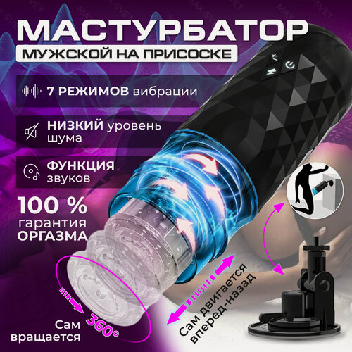 Изображение товара Автоматический мастурбатор на присоске для мужчин S-MAX с 7 режимами работы, функцией вибрации, движений вперед назад и вращения на 360 градусов