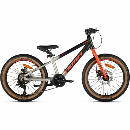 Велосипед детский горный Horh JAB Rmd 20 2024 с алюминиевой рамой 7 скоростей дисковые механические тормоза для детей 6-8 лет цвет черныйсерыйоранжевый рост 130-140 см 31364₽