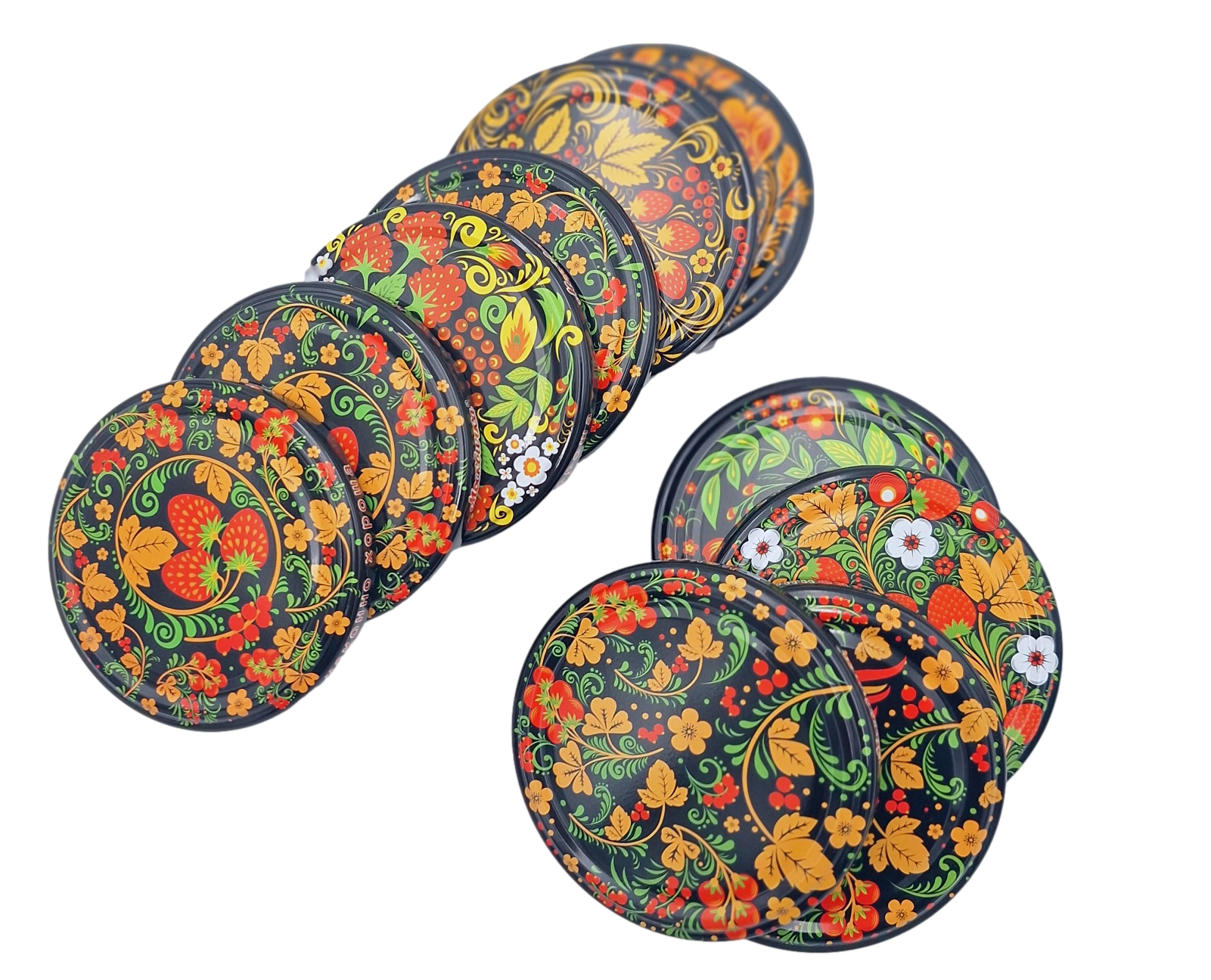 фото Крышки для банок винтовые ТО-82мм твист-офф Хохлома, набор 10шт, для консервации и хранения / Москвичка