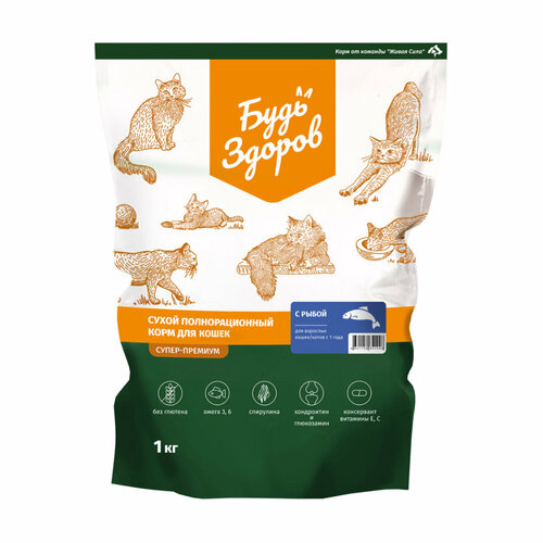Будь здоров Сухой корм для взрослых кошек с Рыбой