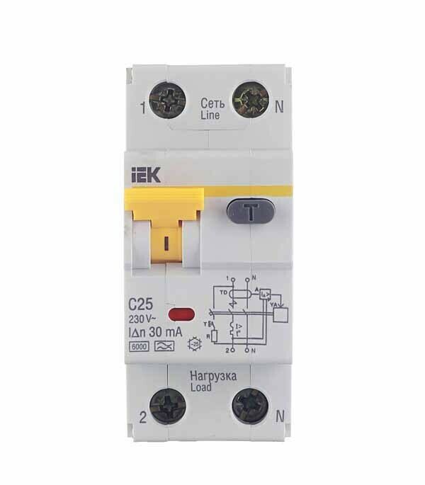 Автомат дифференциальный IEK Karat АВДТ-32 25А 1P+N тип A 30 мА 6 кА (MAD22-5-025-C-30)