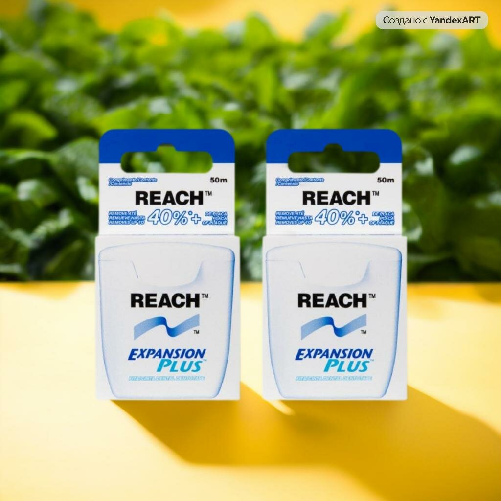 Зубная нить Reach Dentotape, пропитанная воском, 50 м, 2 шт.