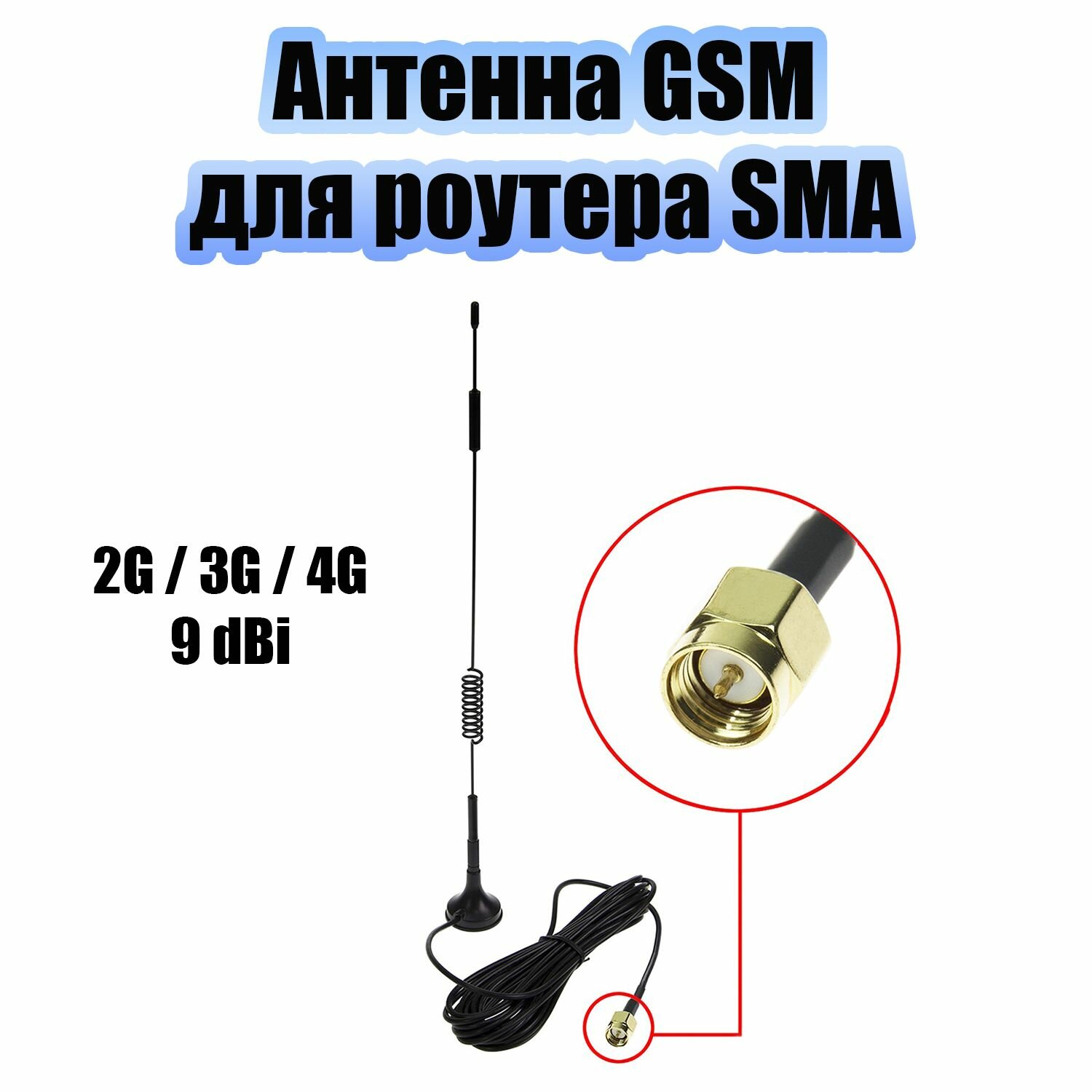 Антенна GSM для сотового сигнала, роутера SMA Орбита OT-GSM27