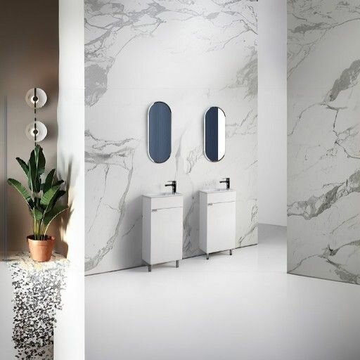 фото Тумба с умывальником Бергамо-Женева Н 40 Белый глянцевый (1)