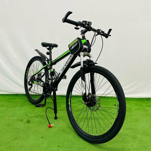 Велосипед SKILLMAX 275 2024 17 рост 150-185 см черный зеленый 23990₽