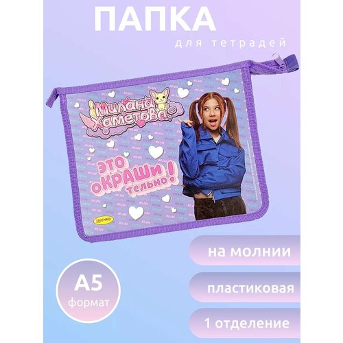 Папка А5 пластиковая на молнии 230*190*50мм Милана Хаметова 