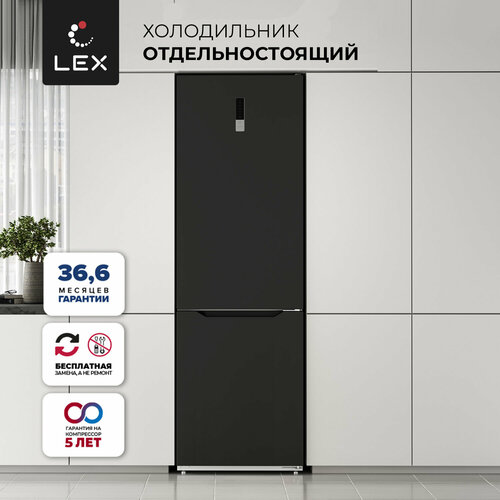 Холодильник отдельностоящий LEX LKB201BLIDMAX полезный объем 456 л холодильная камера 314 л морозильная камера 142 л тип управления электронный LCD дисплей макс уровень шума 42 Дб система разморозки Total No Frost 58043₽
