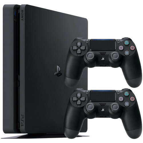 Игровая приставка Sony PlayStation 4 Slim 500 ГБ HDD два геймпада без игр черный 56870₽