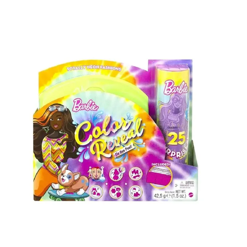 зеленый Кукла Barbie Набор Color Reveal Neon Tie-Dye Барби с 25 сюрпризами Мулатка с питомцем HCD25_2 1799₽
