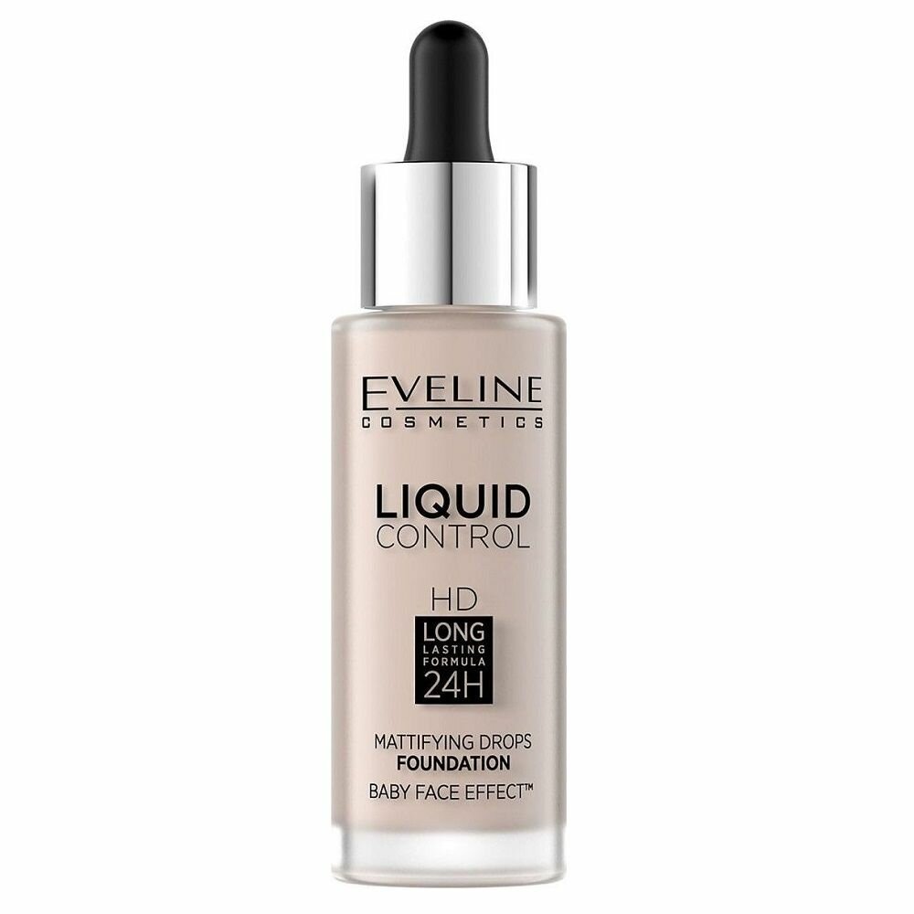 Крем тональный для лица `EVELINE` Liquid Control с ниацинамидом и коллагеном, тон 005 Ivory