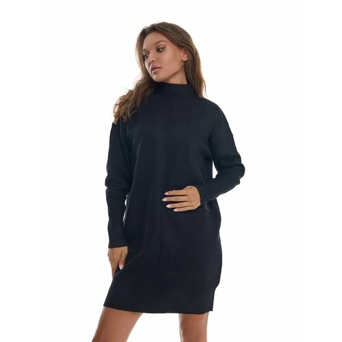 фото Платье платье вязаное, размер one size, черный модная одежда