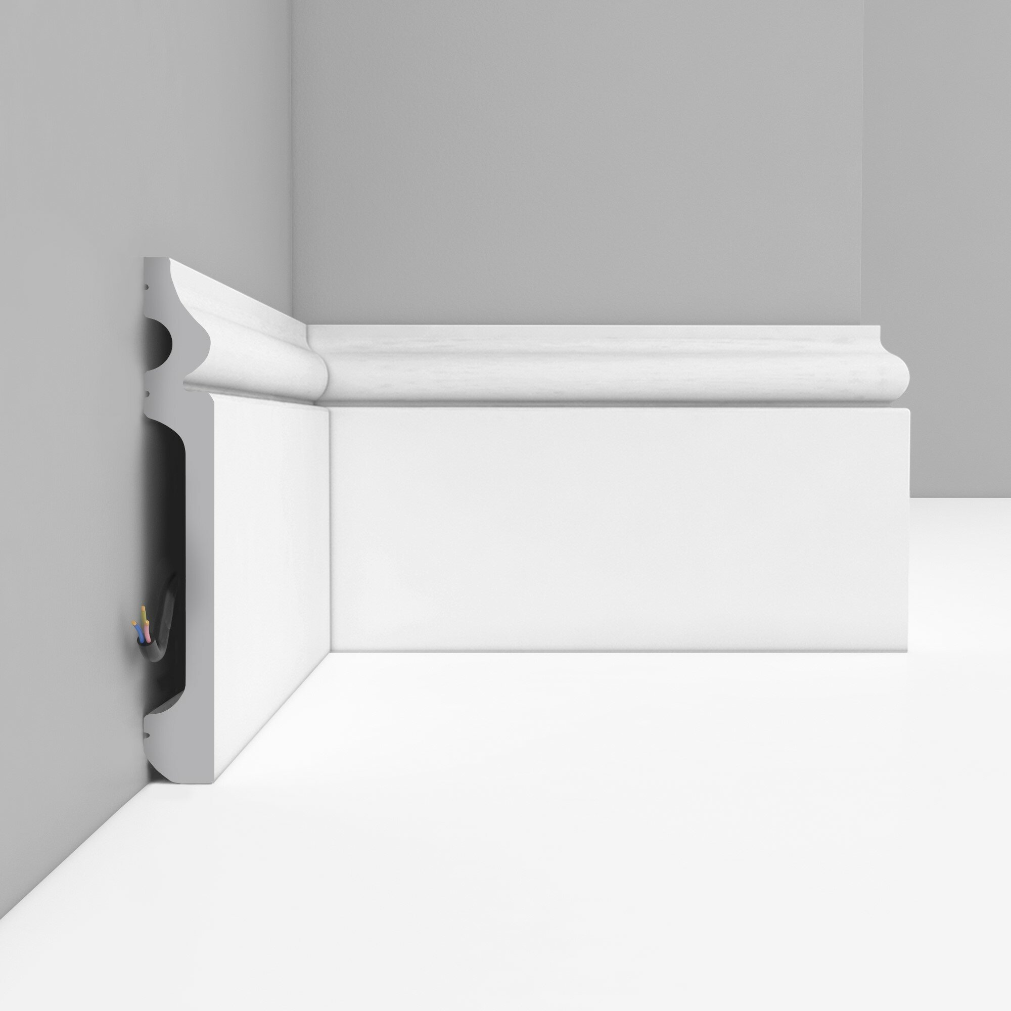 Плинтус дюрополимер напольный DECOMASTER (декомастер) 120х15х2000 мм D004 ДМ белый