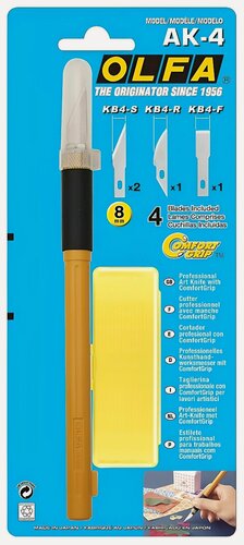 Изображение товара Перовой нож OLFA с профильными лезвиями 6 мм, 4 шт (OL-AK-4)