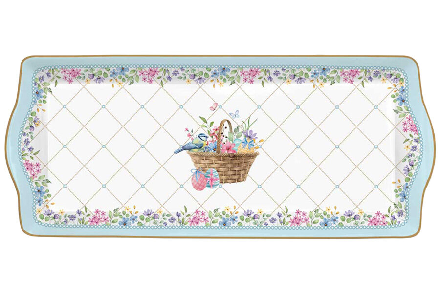 Поднос прямоугольный 35х15 см 1 шт. декор: Корзина с цветами Happy Easter Китай