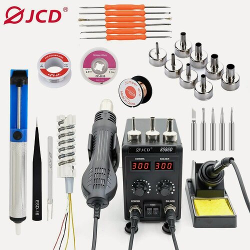 Изображение товара Паяльная станция JCD 8586D с термофеном и цифровым дисплеем