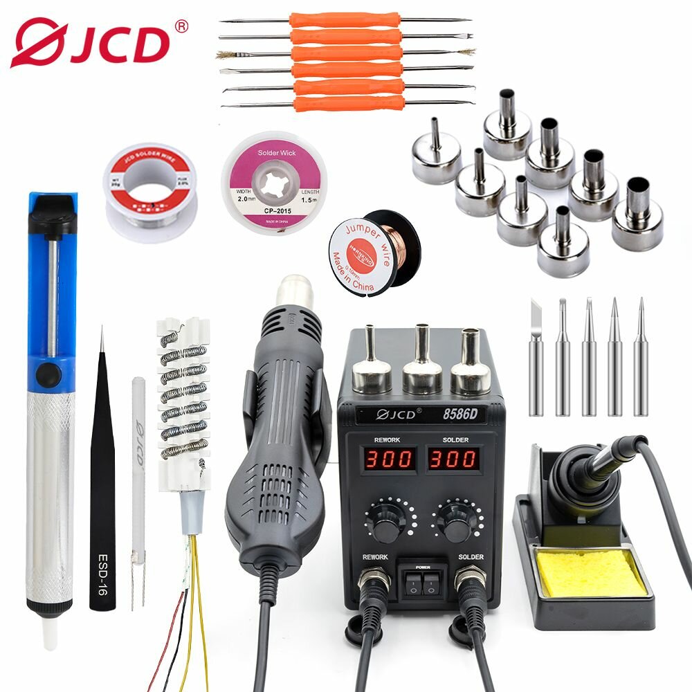 Паяльная станция JCD 8586D с термофеном и цифровым дисплеем