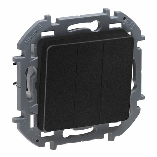 Выключатель 3-х клавишный Legrand Inspiria для скрытого монтажа цвет - антрацит 570₽