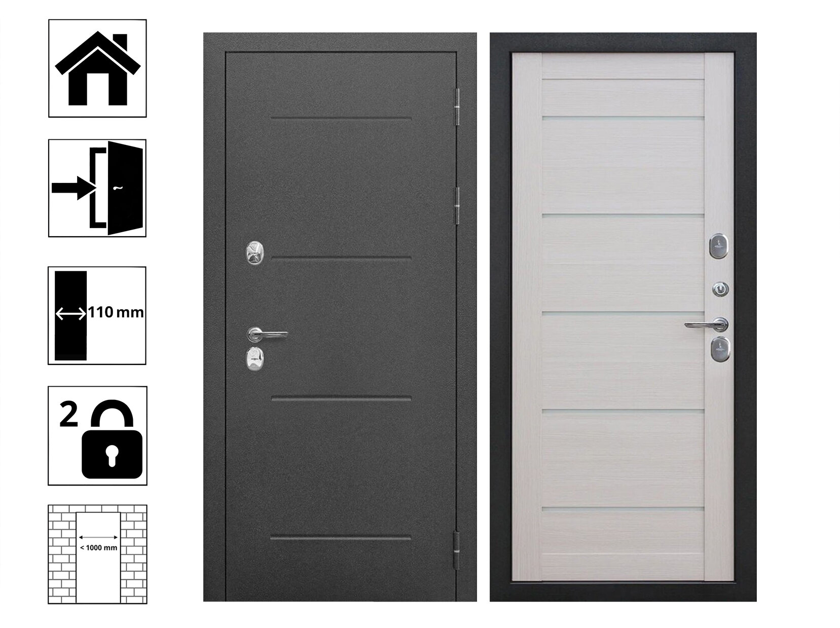 Дверь Ferroni 11 см ISOTERMA серебро Лиственница беж 960R