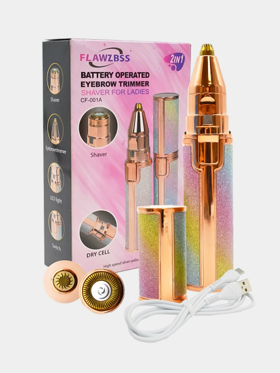 Электрический триммер для лица, бровей 2в1, USB+, эпилятор макияжа, безболезненная бритвы