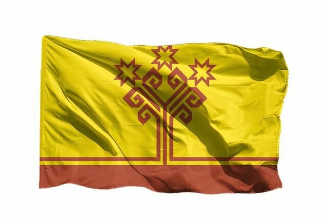 Флаг Чувашии - Чувашской Республики на флажной сетке, 70х105 см - для флагштока