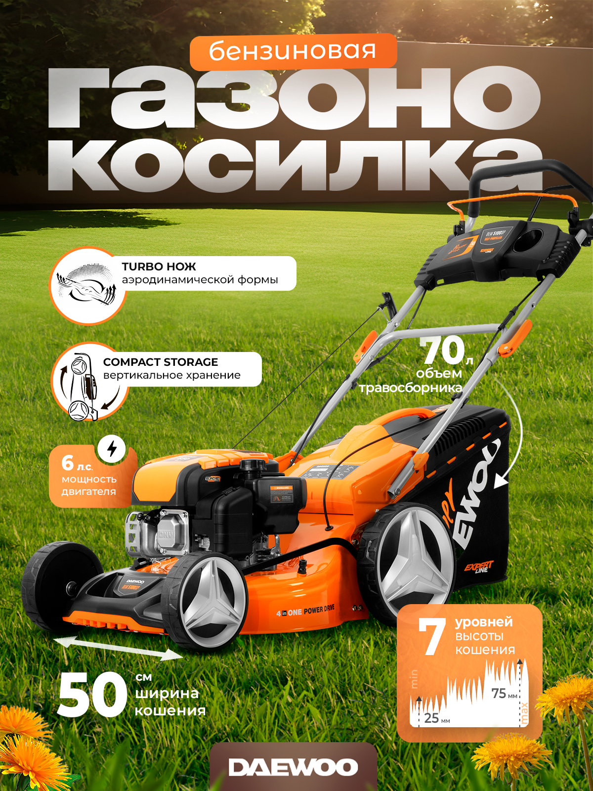 Газонокосилка бензиновая DAEWOO DLM 5100SP