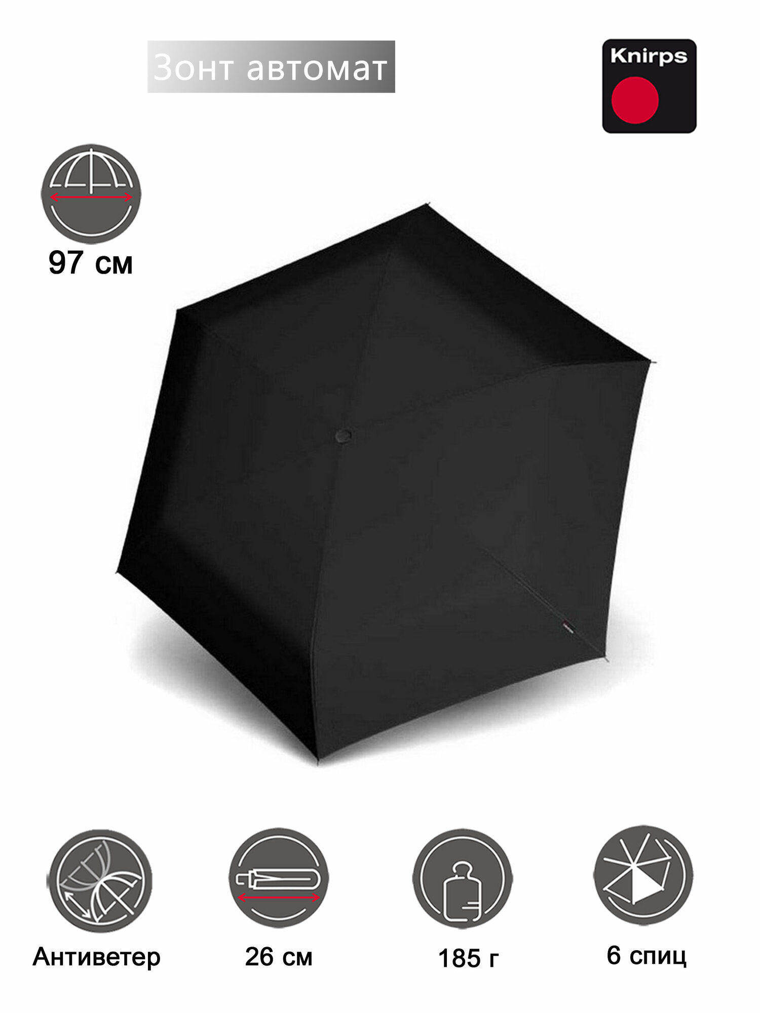 Зонт Knirps, black