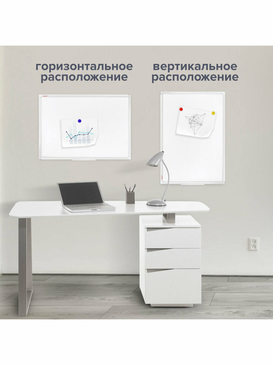 Доска демонстрационная магнитно-маркерная на стену для офиса и дома 90х120 см, Пвх рамка, Brauberg Standard, 237562 — фото 1