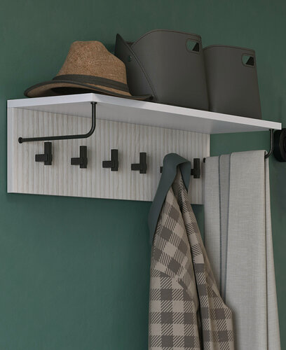 Изображение товара Вешалка Мебельно "Крафт Плюс 5", с рейлами, с 6 крючками, белая