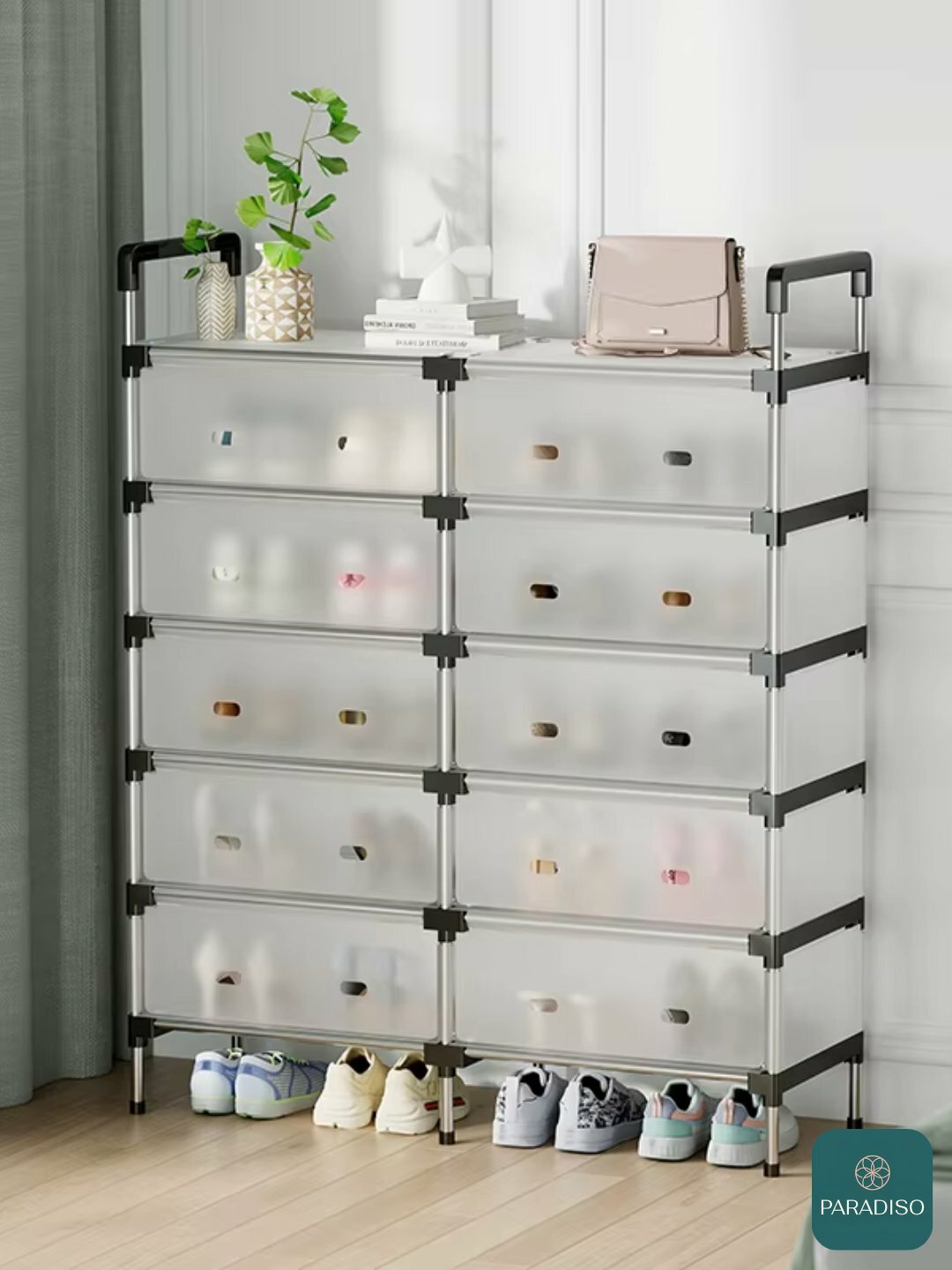 Шкаф для обуви с дверцами, многоярусная полка-органайзер для хранения, для дома и прихожей