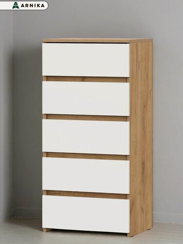 Изображение товара ARNIKA Комод с ящиками вместительный "Нейтив", 50х37х104см, Дуб Золотой/Белый