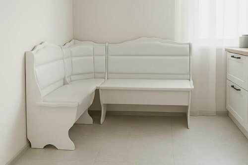 Изображение товара Диван угловой Мир Мебели Ривьера, угловой, ЛДСП, экокожа, белый, универсальный, классический стиль