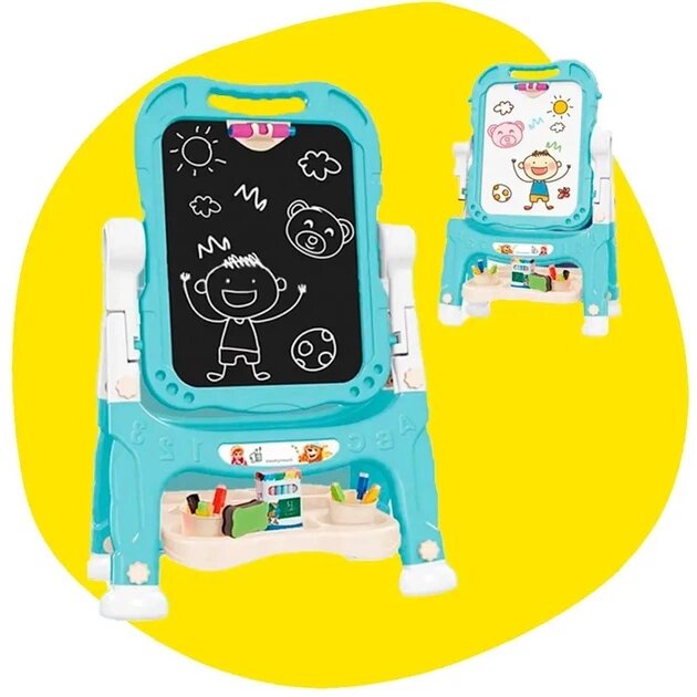 Мольберт TK Group, двусторонний, для рисования, с магнитами, маркерами и мелом — фото 1