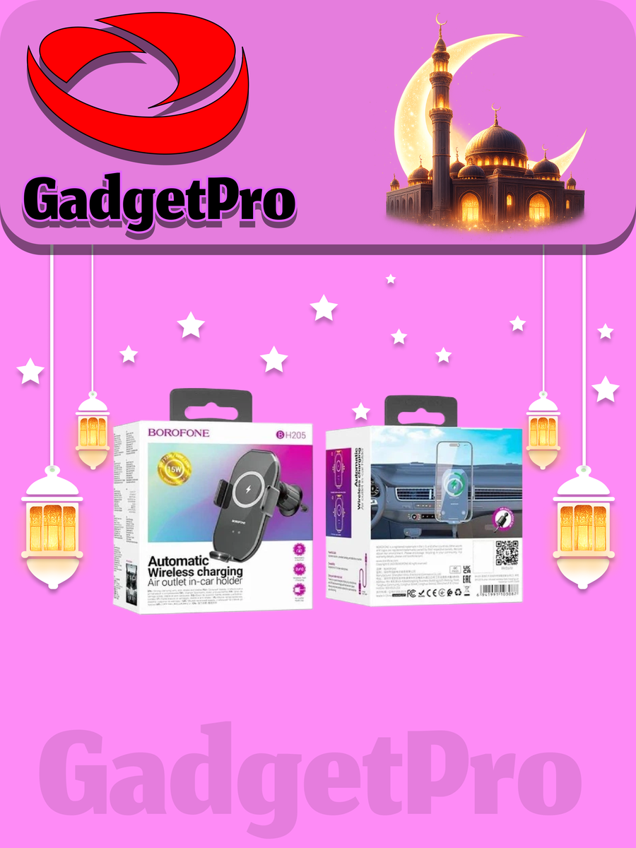 Автомобильный держатель Borofone BH205 с беспроводной зарядкой, крепление в воздуховод, автоматический зажим