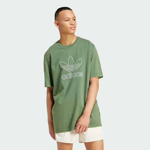 Футболка adidas Originals Adicolor Outline Trefoil Tee, размер XS, зеленый