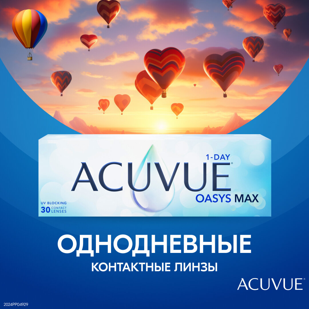 Контактные линзы ACUVUE Oasys Max 1-day, 30 шт., R 8,5, D -4,5, бесцветный