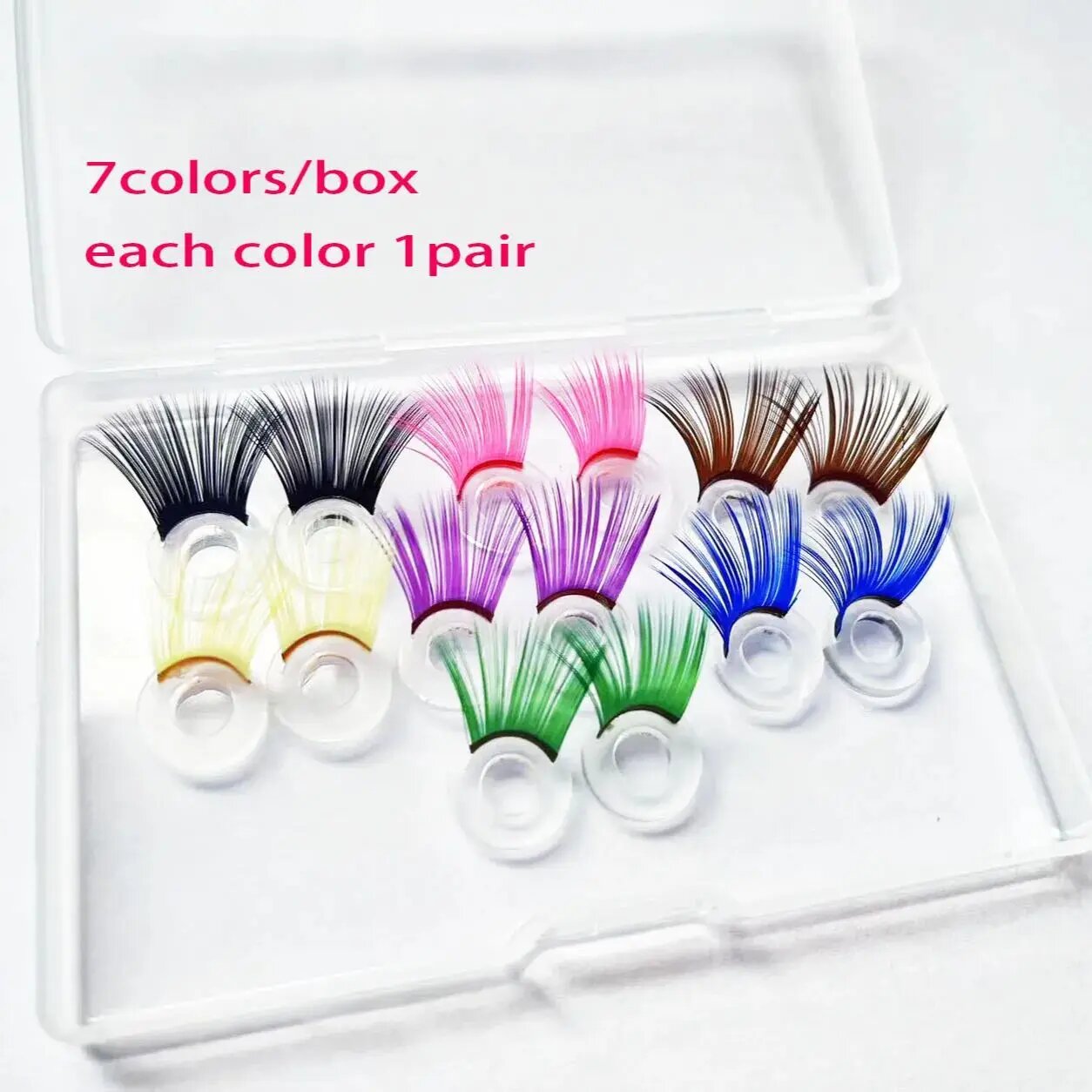 Набор лотков для ресниц Masckaszem 7 шт, разные цвета, 12-37 мм mix 7colors box, 14mm fit 12mm eyes