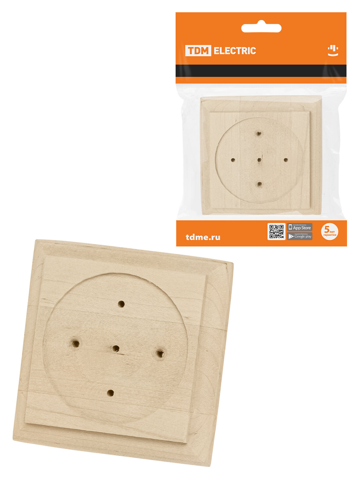 фото Накладка на бревно деревянная универсальная НБУ 1П 92х92 мм, береза TDM