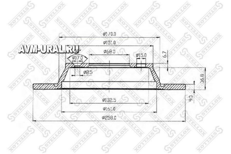 STELLOX 60204107SX 6020-4107-SX_диск тормозной задний!\ Saab 900/9000 2.0-3.0 87>