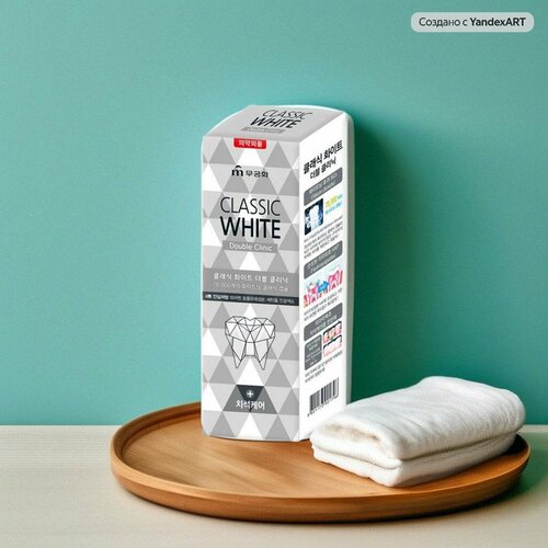 Mukunghwa Зубная паста Classic White Отбеливающая зубная паста двойного действия с микроганулами с ароматом мяты, 110 г*2 шт