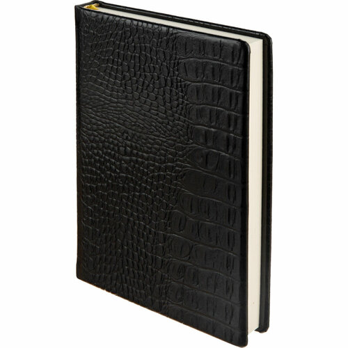 Ежедневник недатированный Attache Caiman bicolor, А5, 160л, черный, нат. кожа