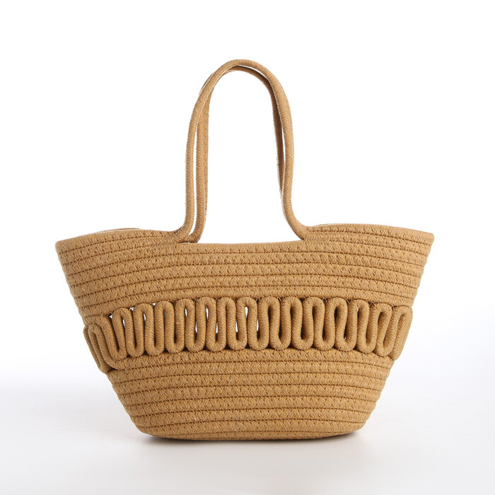 фото Сумка женская плетёная без застёжки, цвет бежевый