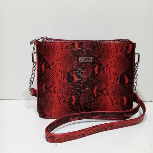 фото Сумка кросс-боди olivi к 810 красная рептилия, фактура под рептилию, красный